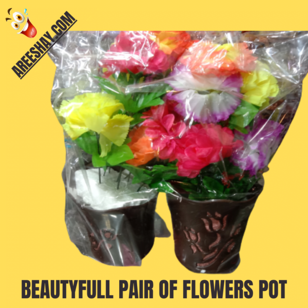 BEAUTIFUL ARTIFICIAL FLOWERS PAIR OF VASE BROWN