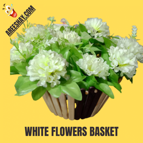 BEAUTIFUL ARTIFICIAL WHITE FLOWERS BASKET