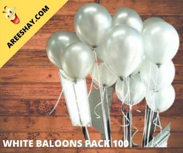 White Balloons Pack of 100 For Theme Decoration