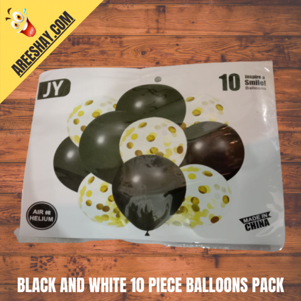 Black and White Birthday Theme Helium Balloons 10 Piece Pack
