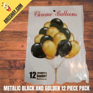 Metallic Gold and Black 12 Piece Balloons Pack