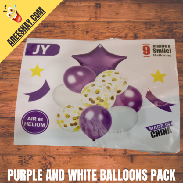 Purple and white Balloons 09 PCS