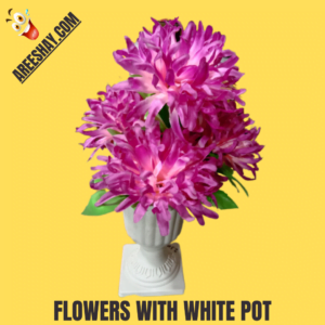 PURPLE ARTIFICIAL FLOWERS WITH WHITE POT SMALL