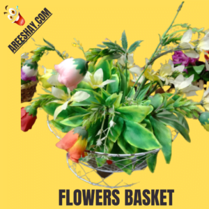 STEEL BASKET WITH ARTIFICIAL FLOWERS