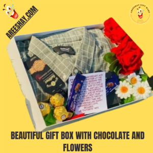 BEAUTIFUL GIFT BOX WITH CHOCOLATE AND FLOWERS