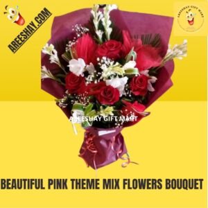 BEAUTIFUL PINK THEME MIX FLOWERS BOUQUET
