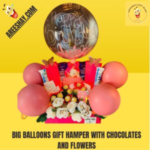BIG BALLOONS GIFT HAMPER WITH CHOCOLATES AND FLOWERS