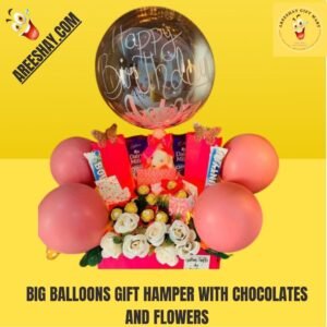 BIG BALLOONS GIFT HAMPER WITH CHOCOLATES AND FLOWERS