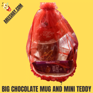 BUY BIG CHOCOLATE MUG AND MINI TEDDY GIFT BASKET ONLINE