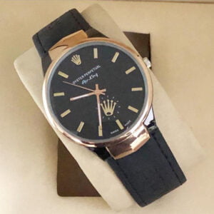 Black Leather Date Watch