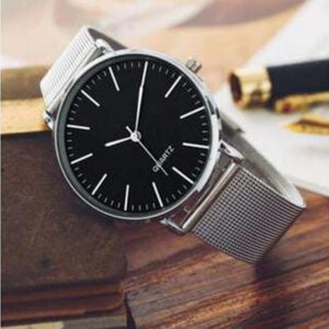 Black & White Stainless Steel Wrist Watch