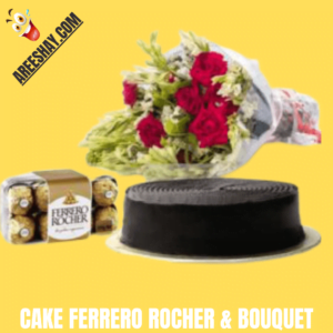 CAKE FERRERO ROCHER AND FRESH FLOWERS BOUQUET