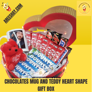 CHOCOLATES MUG AND TEDDY HEART SHAPE GIFT BOX