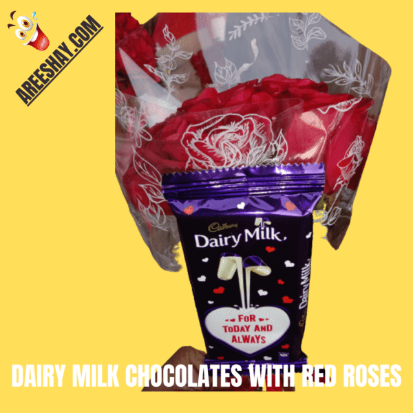 DAIRY MILK CHOCOLATE WITH HALF DOZEN ROSES BOUQUET