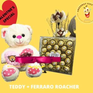 FERRERO ROCHER AND WHITE TEDDY COMBO GIFTS
