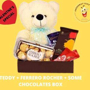 FERRY ROSE TEDDY BEAR AND CHOCOLATES BOX | GIFT BASKETS