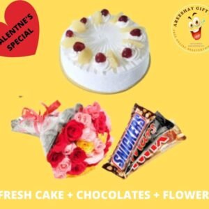 FRESH CAKE AND FRESH FLOWERS AND CHOCOLATES