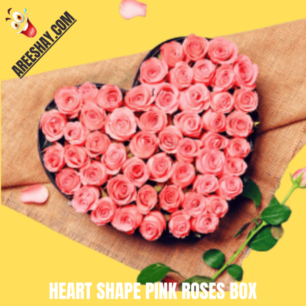 HEART SHAPE PINK ROSES BOX