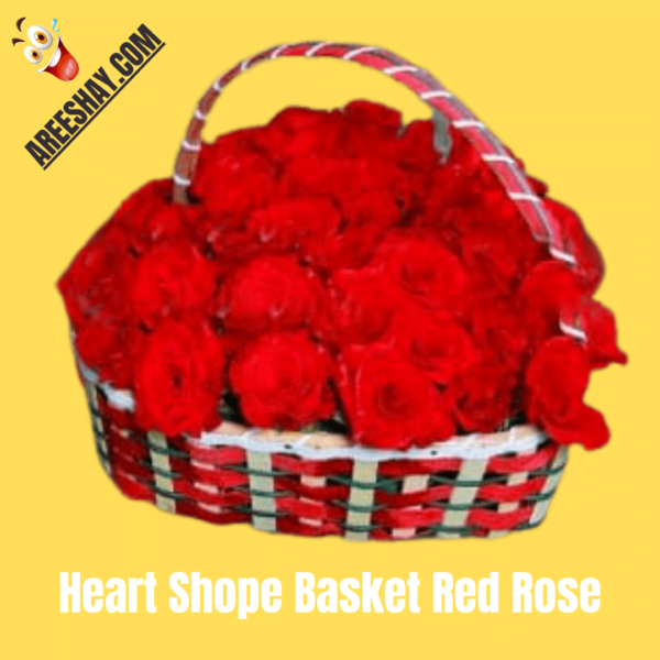 HEART SHAPE BASKET RED ROSE