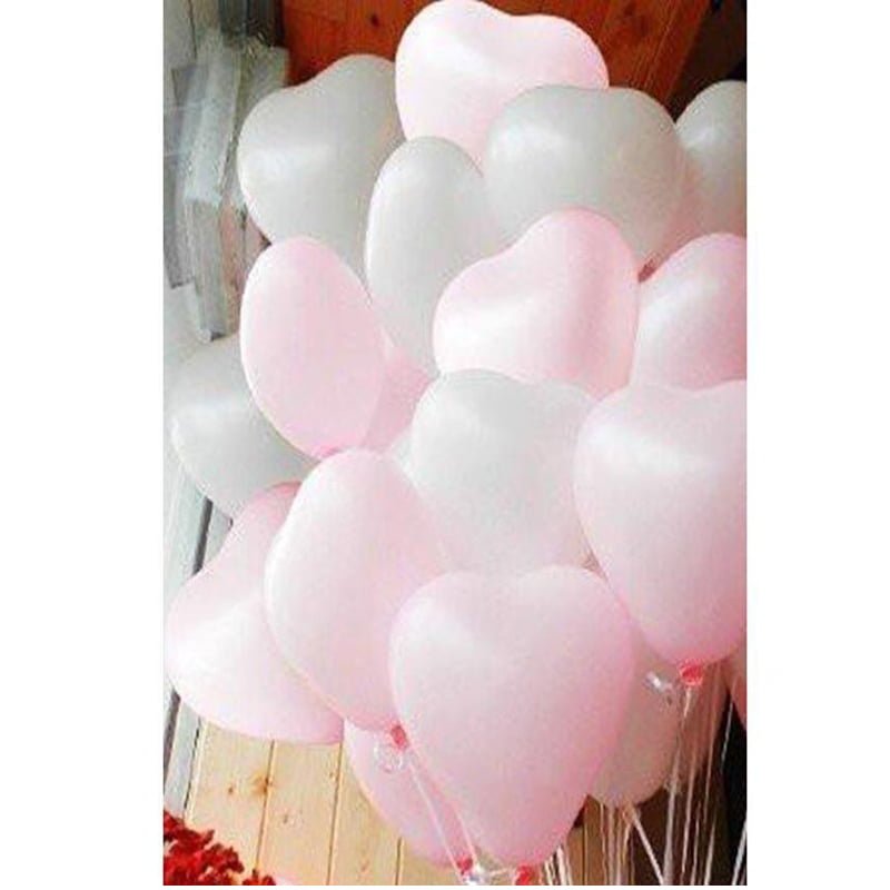 Heart Shape Pink & White Balloons | Send Gifts To Pakistan | Same Day ...