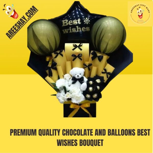 PREMIUM QUALITY CHOCOLATE AND BALLOONS BEST WISHES BOUQUET