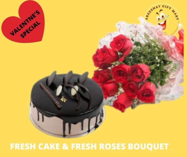 ED ROSES FRESH FLOWERS WITH CHOCOLATE CAKE FOR COMBO GIFTS