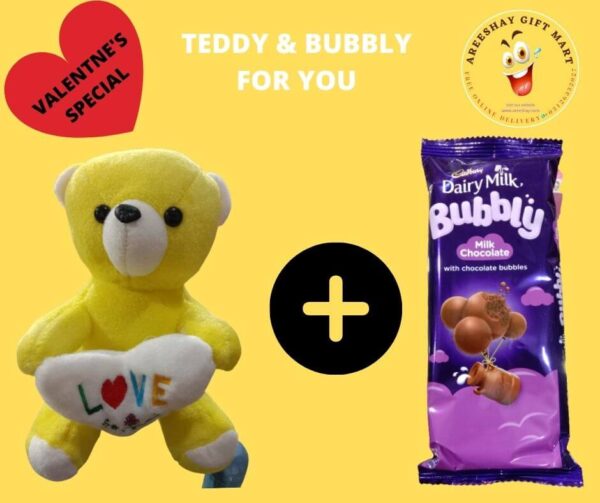 TEDDY BEAR SIMPLE YELLOW WITH BUBBLY CHOCOLATE