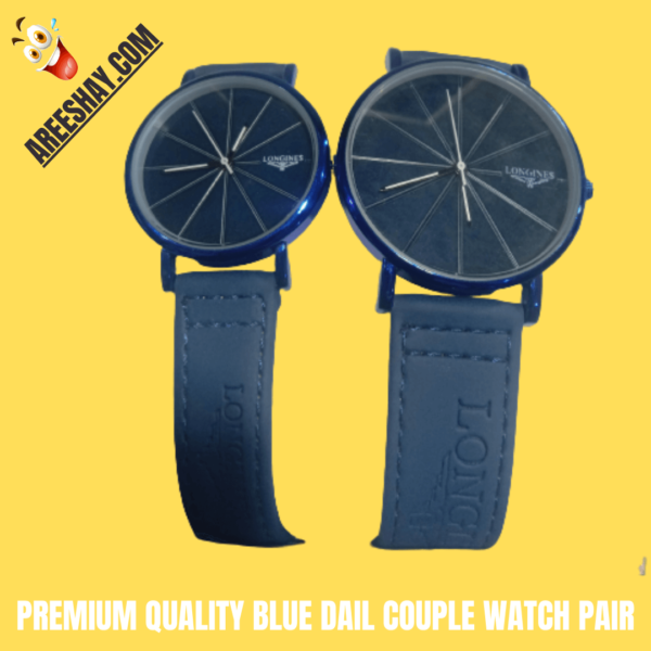 PREMIUM QUALITY BLUE DAIL COUPLE WATCH PAIR