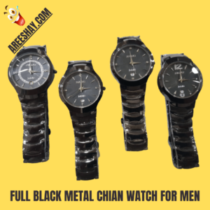 FULL BLACK METAL CHAIN WATCH FOR MEN