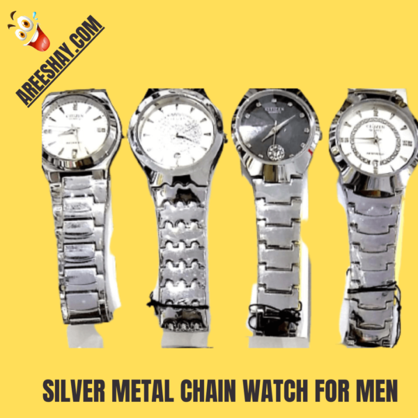 SILVER METAL CHAIN WATCH FOR MEN