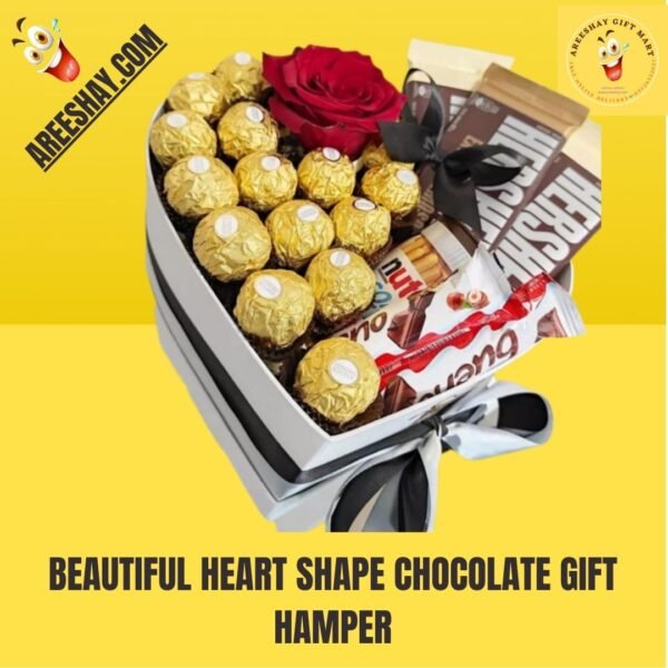 BEAUTIFUL HEART SHAPE CHOCOLATE GIFT HAMPER