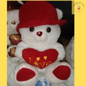 BEAUTIFUL RED HAT WHITE TEDDY