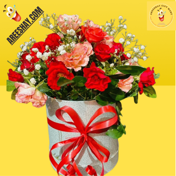BEAUTIFUL RED ROSE AND BABY BREATH FLOWERS BOX BOUQUET