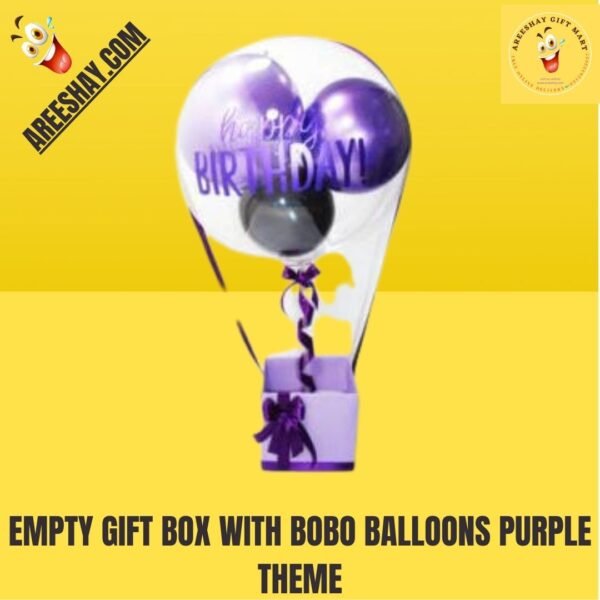 EMPTY GIFT BOX WITH BOBO BALLOONS PURPLE THEME