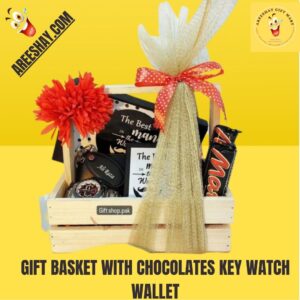 GIFT BASKET WITH CHOCOLATES KEY WATCH WALLET