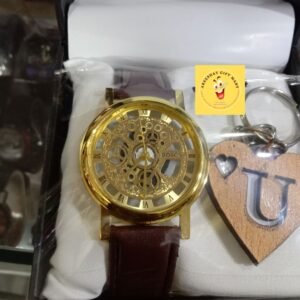 MEN NEW DESIGN GOLDEN WRIST WATCH SET