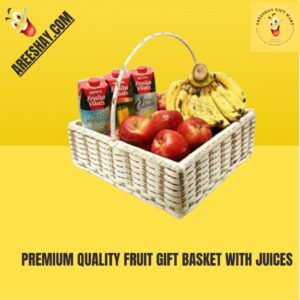 PREMIUM QUALITY FRUIT GIFT BASKET WITH JUICES.