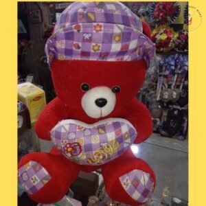 PURPLE HAT BEAUTIFUL RED TEDDY