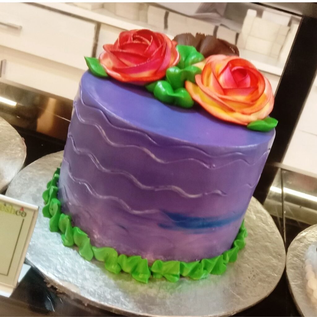 PURPLE THEME TWO POUND CAKE Send Gifts To Pakistan Same Day