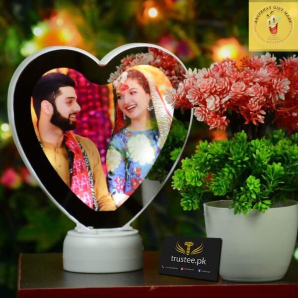 HEART SHAPE MAGIC MIRROR PHOTO FRAME FOR COUPLES BEST ANNIVERSARY GIFTS