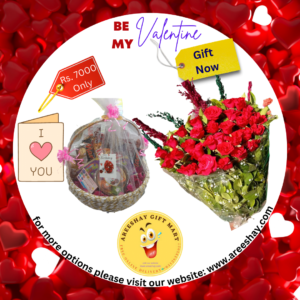 ROUND SHAPE PREMIUM QUALITY CHOCOLATES GIFT BASKET WITH FRESH FLOWERS BOUQUET